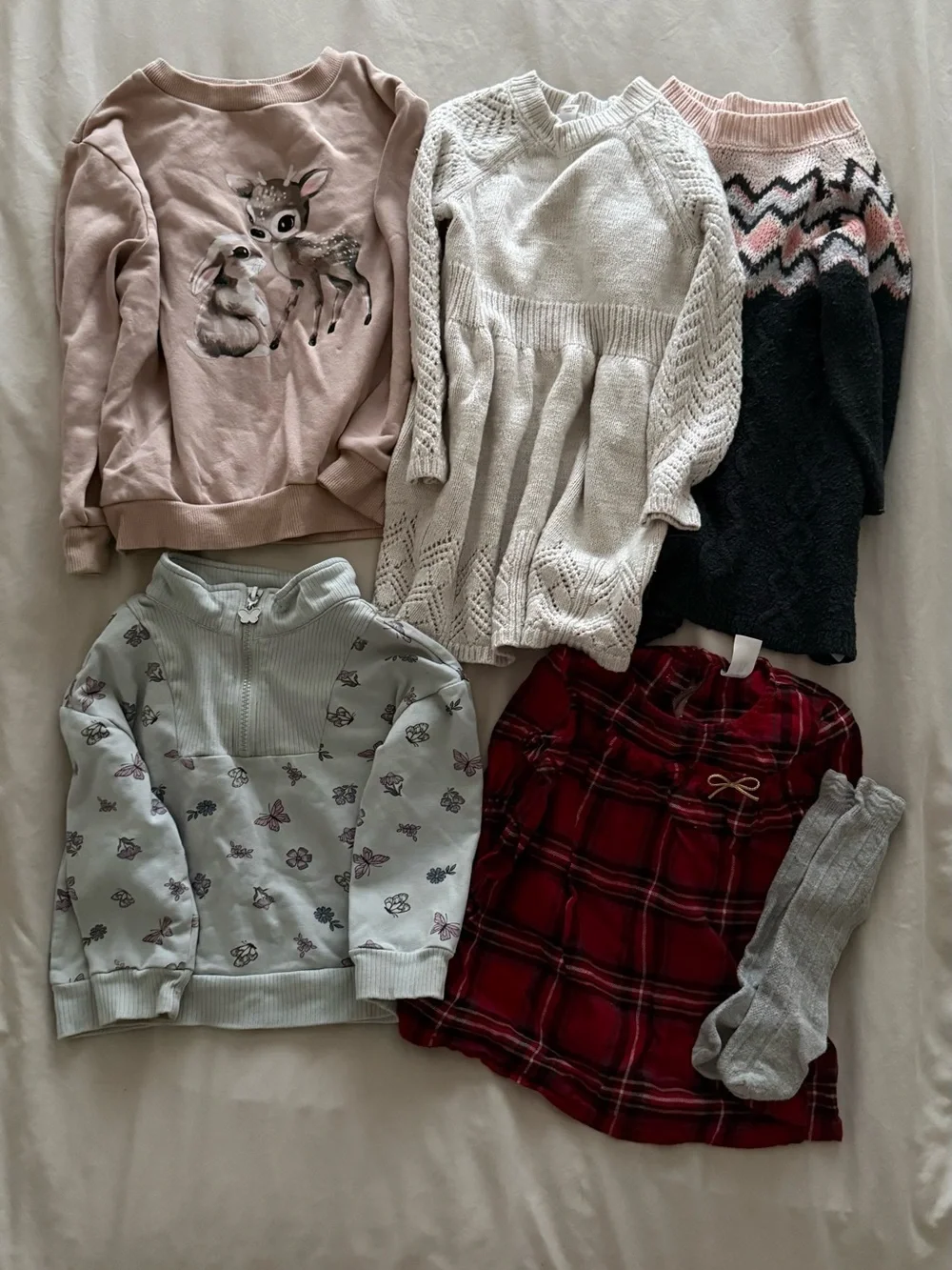 H&M Cat & Jack Carter’s Toddler Girl Clothing Bundle 3T-5T Sweaters Dresses 7 Pc
